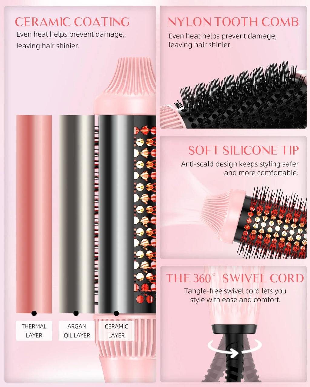 Hair Curler 1.5inch PTC Heat Round Hair Brush Curling and Straightening Crimper Hair iron Fast Ceramic Layer Curlers