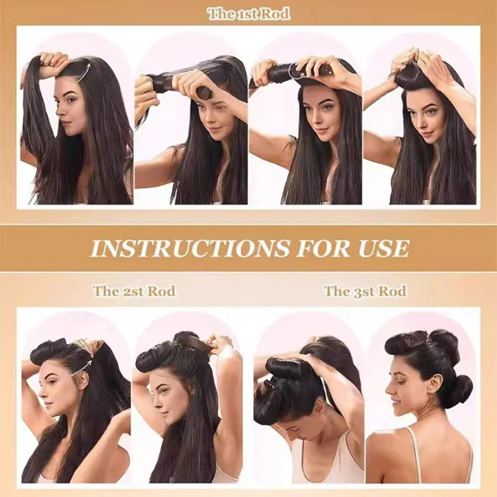 Heatless Curls Overnight - Heatless Hair Curler Set with 3 Curling Rods and Satin Cap, Hair Curlers to Sleep In - No Damage Hair