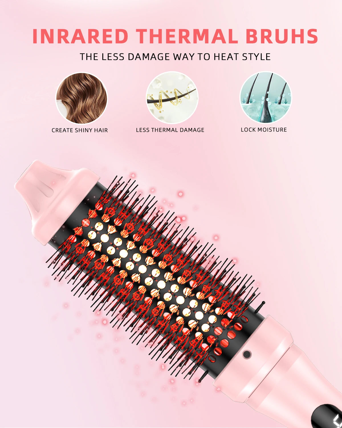 Hair Curler 1.5inch PTC Heat Round Hair Brush Curling and Straightening Crimper Hair iron Fast Ceramic Layer Curlers